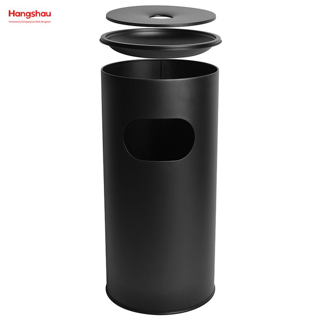 30L Aschenbecher an öffentlichen Orten, Mülleimer, Raucherbereich, Mülleimer mit Aschenbecher in der Hotellobby, Mülleimer aus Edelstahl, runder Aschenbecher, Mülleimer aus Metall 