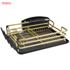Schwarzer, goldener Geschirrständer aus Aluminiumlegierung über der Spüle, Organizer, Metall-Trocknungs-Kunststoff-Geschirrtablett-Regal, Küchenständer, Geschirrregal, Arbeitsplatten-Geschirrregal, Getränkehalter 