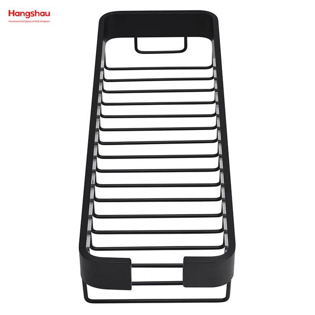 Schwarzes rechteckiges Aluminium-Badezimmer-Eckregal mit Metall-Duschablage, Bad-Aufbewahrungsregal, Wandregal, Wandhalterung