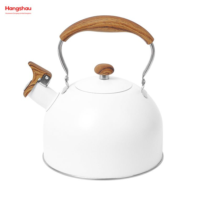 Off-white Teekessel, Pfeifkessel für Zuhause, Warmwasser-Teekanne, Simulation mit Holzgriff, Malerei, Edelstahl-Wasserkocher