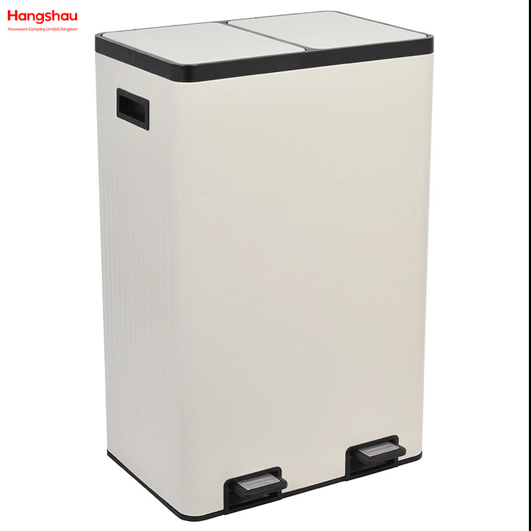 Küchenmüllbehälter Recycling zwei Fachabfälle Pedalbehälter 60 l (30 l+30 l) Rechteckiger Recyclingbehälter
