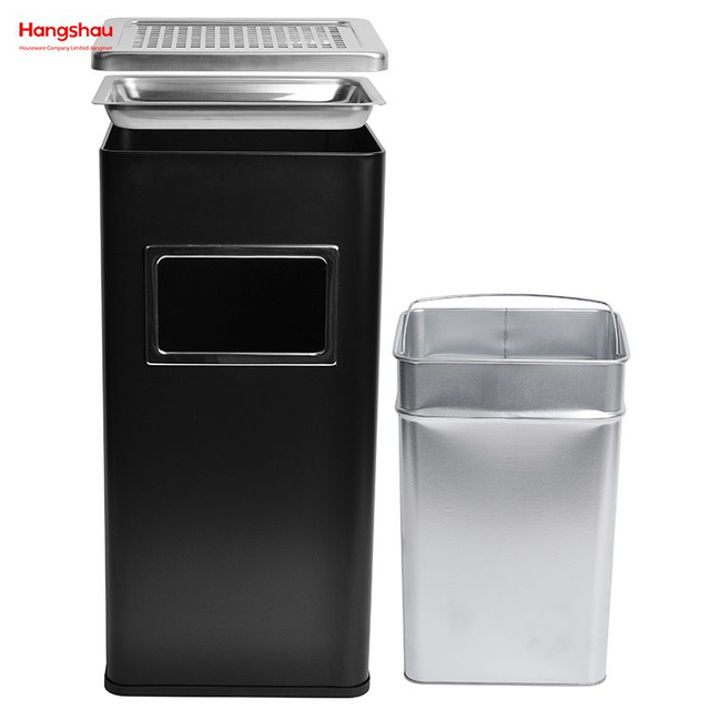 30L Raucherbereich-Mülleimer, rechteckiger Großhandel, quadratischer Aschenbecher, Mülleimer mit Aschenbecher in der Hotellobby, Edelstahl-Mülleimer, Aschenbecher an öffentlichen Orten, Abfallbehälter 