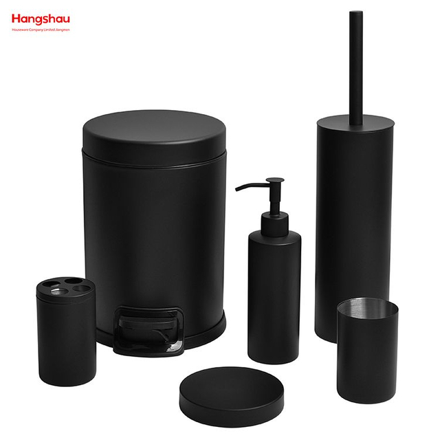 Komplettes Badezimmer-Lotion-Flaschenspender aus Edelstahl, Schaumpumpe, Seifenflasche, Badezimmer-Accessoires, luxuriöses Set mit gebürstetem und mattschwarzem Lacksprühen