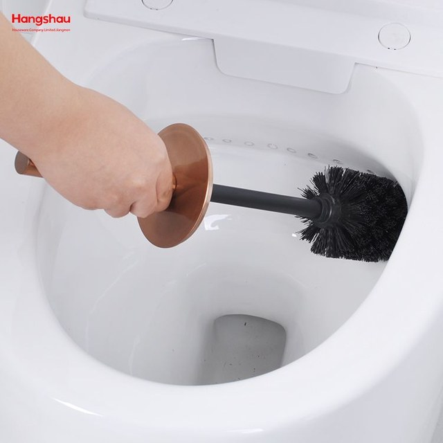 Luxuriöse Stand-Toilettenbürste aus Metall, Badezimmer-WC aus Edelstahl mit Halter, Kunststoffbürsten-Reinigungsset 