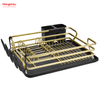 Schwarzer, goldener Geschirrständer aus Aluminiumlegierung über der Spüle, Organizer, Metall-Trocknungs-Kunststoff-Geschirrtablett-Regal, Küchenständer, Geschirrregal, Arbeitsplatten-Geschirrregal, Getränkehalter 