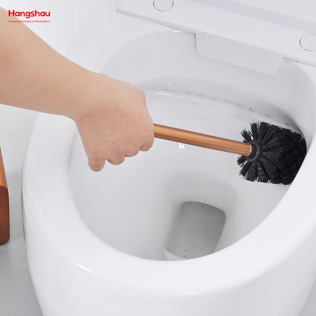 Quadratische Luxus-Toilettenbürste aus Metall zum Stehen, glänzend lackiertes Edelstahl-Badezimmer-WC mit Halter, Kunststoffbürsten-Reinigungsset 