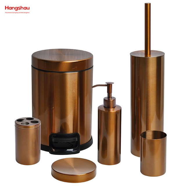 Luxuriöser Familien-Seifenspender, Zahnbürstenhalter, Becher, Seifenschale, Toilettenbürstenhalter, Keramik-Badezimmer-Accessoires, Luxus-Set aus gebürstetem Edelstahl und Bronze-Lackierung