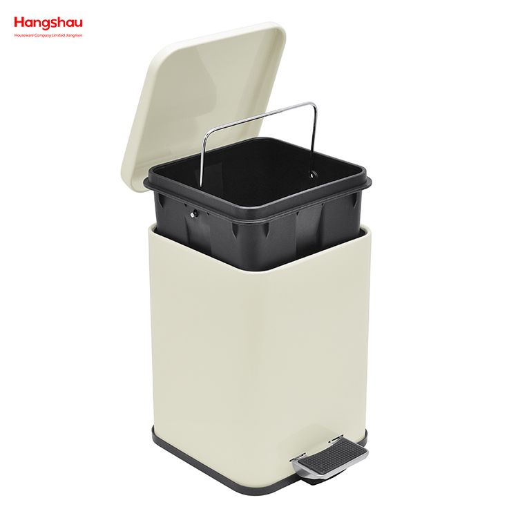 5L quadratischer Badezimmer-Mülleimer im Morden-Stil, Mülleimer, Mülleimer, Mülleimer für den Innenbereich, Metallpulverbeschichtung, Haushaltspedal 