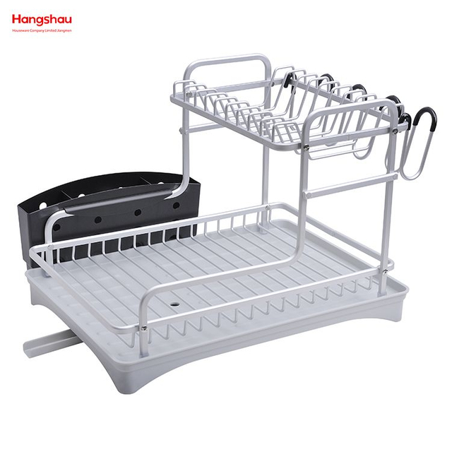 Organizer Double Deck Stand Dish Rack Küchenutensilien Lagerung Aluminiumlegierung Metall Trocknen Dish Tray Rack 