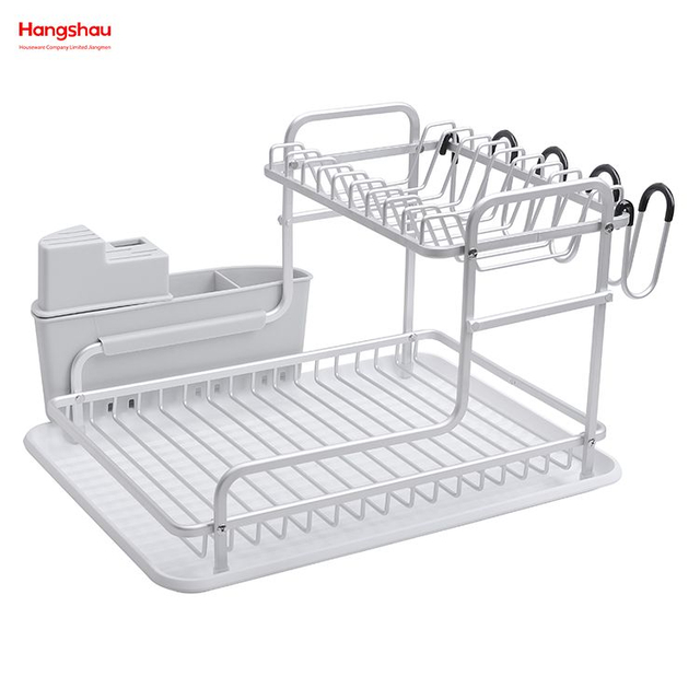 Metall Trocknen Geschirr Tablett Rack Organizer Doppel Deck Ständer Geschirr Rack Küche Utensilien Lagerung Aluminium Legierung 