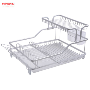 Doppeldecker-Ständer, Geschirrständer, Aufbewahrung von Küchenutensilien, Aluminiumlegierung, Metall, zum Trocknen von Geschirr, Organizer