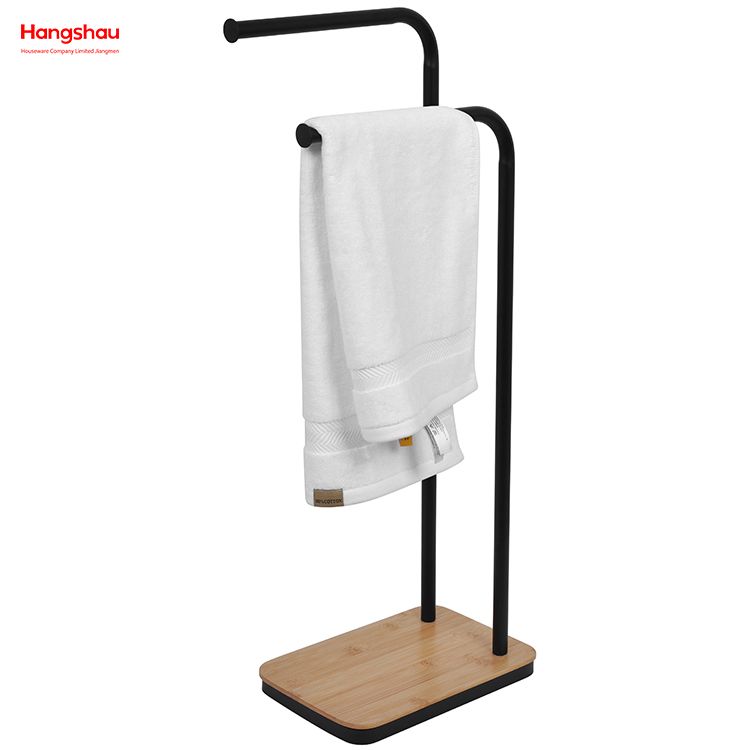Eisen-Doppel-Tange-Handtuchregal Badezimmer Handtuchregal bodeneingehender Handtuchbambus Basis Handtuchregal