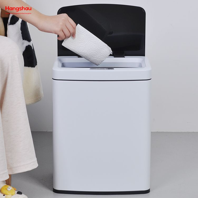 Weißer 15-l-Edelstahl-Mülleimer mit 4 Gallonen, berührungslos, elektrisch, Mülleimer, intelligenter Mülleimer, Sensor-Mülleimer