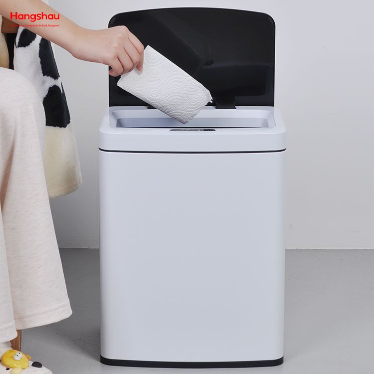Weißer 15-l-Edelstahl-Mülleimer mit 4 Gallonen, berührungslos, elektrisch, Mülleimer, intelligenter Mülleimer, Sensor-Mülleimer