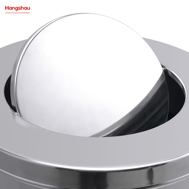 90L Cafeteria-Mülltonnen, Edelstahl-Schwingdeckel, Mülleimer, Mülleimer, Edelstahl, runder Schwingdeckel, Push-Mülleimer (mit Inneneimer), im Freien, am Straßenrand, an der Gemeinschaftsstraße 