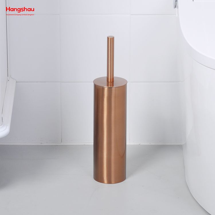 Luxuriöse Stand-Toilettenbürste aus Metall, Badezimmer-WC aus Edelstahl mit Halter, Kunststoffbürsten-Reinigungsset 