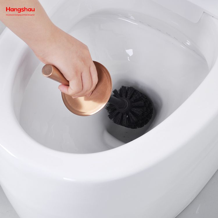 Luxuriöse Stand-Toilettenbürste aus Metall, Badezimmer-WC aus Edelstahl mit Halter, Kunststoffbürsten-Reinigungsset 