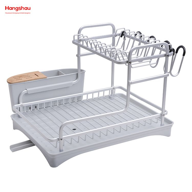 Organizer Double Deck Stand Dish Rack Küchenutensilien Lagerung Aluminiumlegierung Metall Trocknen Dish Tray Rack 