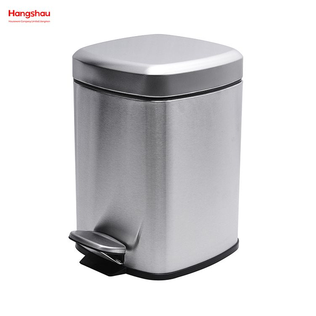 6L quadratischer Edelstahl-Fußpedal-Mülleimer, Hotel-Mülleimer, Edelstahl-Fußpedal-Mülleimer mit Mülleimer, Mülleimer für Küche, Hotel, Büro, Mülleimer