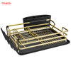 Schwarzer, goldener Geschirrständer aus Aluminiumlegierung über der Spüle, Organizer, Metall-Trocknungs-Kunststoff-Geschirrtablett-Regal, Küchenständer, Geschirrregal, Arbeitsplatten-Geschirrregal, Getränkehalter 