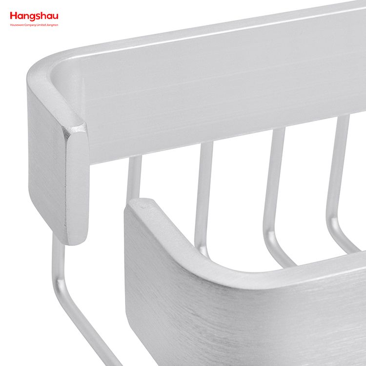 Aluminium-Badezimmer-Eckregal mit rechteckiger Metall-Duschablage, Bad-Aufbewahrungsregal, Wandregal, Wandhalterung