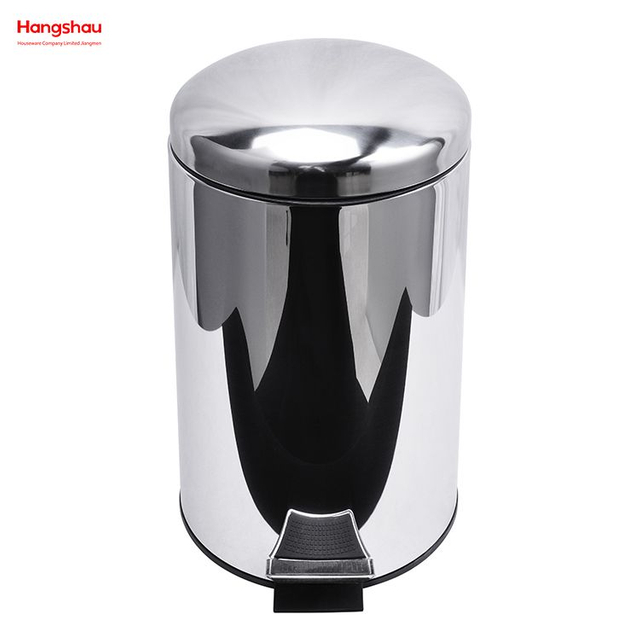 12L Edelstahl-Mülleimer mit Fußpedal, Mülleimer, Haushalt, Küche, Badezimmer, runde Spiegelpolierform, sanft schließender Abfalleimer, Mülleimer 