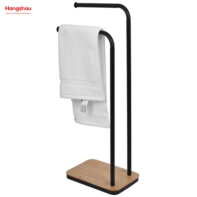 Eisen-Doppel-Tange-Handtuchregal Badezimmer Handtuchregal bodeneingehender Handtuchbambus Basis Handtuchregal