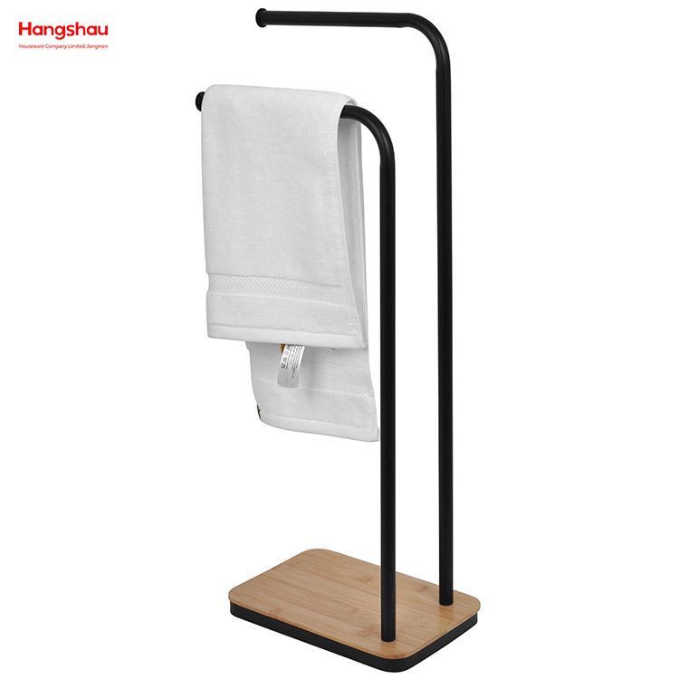 Eisen-Doppel-Tange-Handtuchregal Badezimmer Handtuchregal bodeneingehender Handtuchbambus Basis Handtuchregal