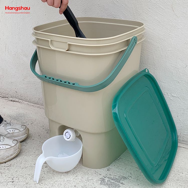 Biologisch abbaubare Kompostbehälter für den Haushalt, 15 l, Komposteimer, Bokashi-Kunststoff-Kompostbehälter für die Küche, mit Sieb