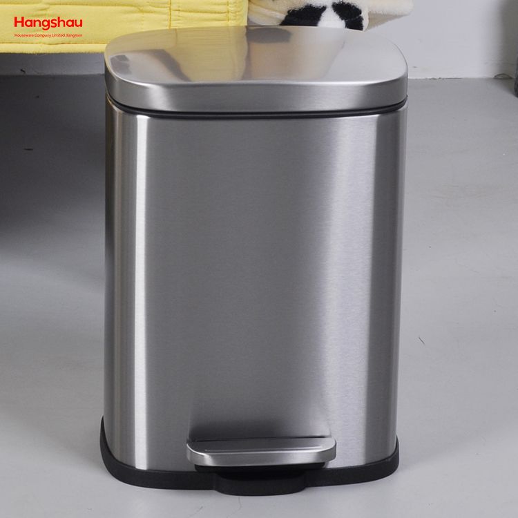 5L Basics Edelstahl-Mülleimer, rechteckig, mit Soft-Close-Funktion, Stufen-Mülleimer, Treteimer