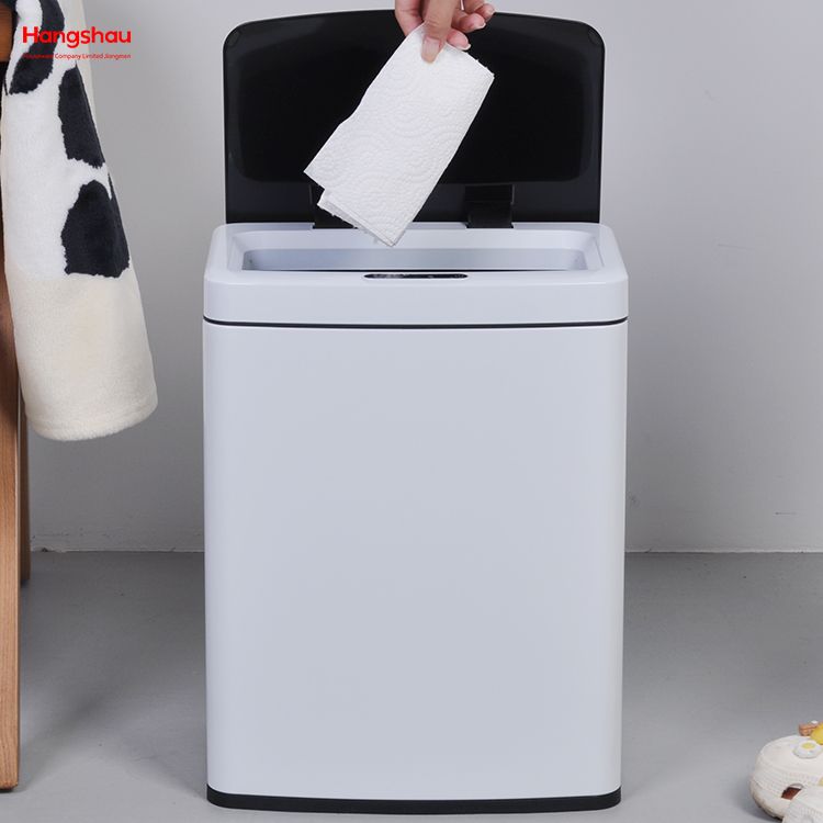 Weißer 15-l-Edelstahl-Mülleimer mit 4 Gallonen, berührungslos, elektrisch, Mülleimer, intelligenter Mülleimer, Sensor-Mülleimer