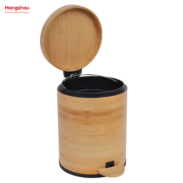 Mülleimer mit Deckel, Abfallkorb aus Bambus, Outdoor-Mülleimer für Zuhause, Büro, Badezimmer, Küche