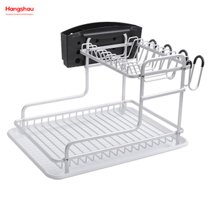Metall Trocknen Geschirr Tablett Rack Organizer Doppel Deck Ständer Geschirr Rack Küche Utensilien Lagerung Aluminium Legierung 