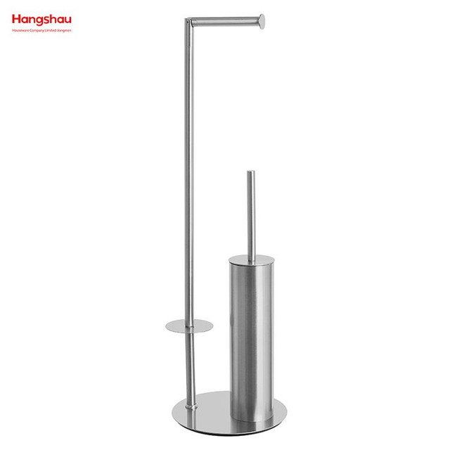 Gebürstetes und Anti-Fingerabdruck-Rundrohr, Lacksprühen, freistehender Toilettenbürsten- und Papierhalter aus Edelstahl, stehender Toilettenbürstenhalter aus Metall, Lacksprühen 