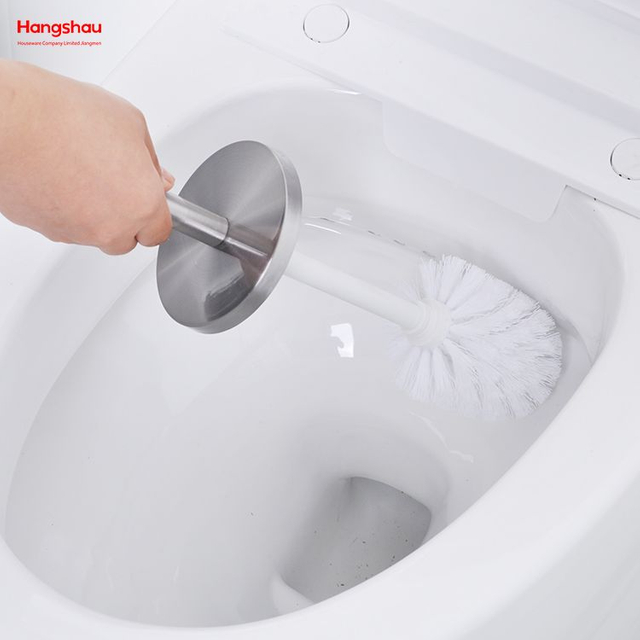 Runde Stand-Toilettenbürste aus Metall mit Halter, Kunststoffbürsten-Reinigungsset, Edelstahl, matt, Badezimmer-WC 