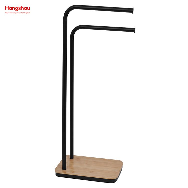 Eisen-Doppel-Tange-Handtuchregal Badezimmer Handtuchregal bodeneingehender Handtuchbambus Basis Handtuchregal