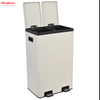 Küchenmüllbehälter Recycling zwei Fachabfälle Pedalbehälter 60 l (30 l+30 l) Rechteckiger Recyclingbehälter