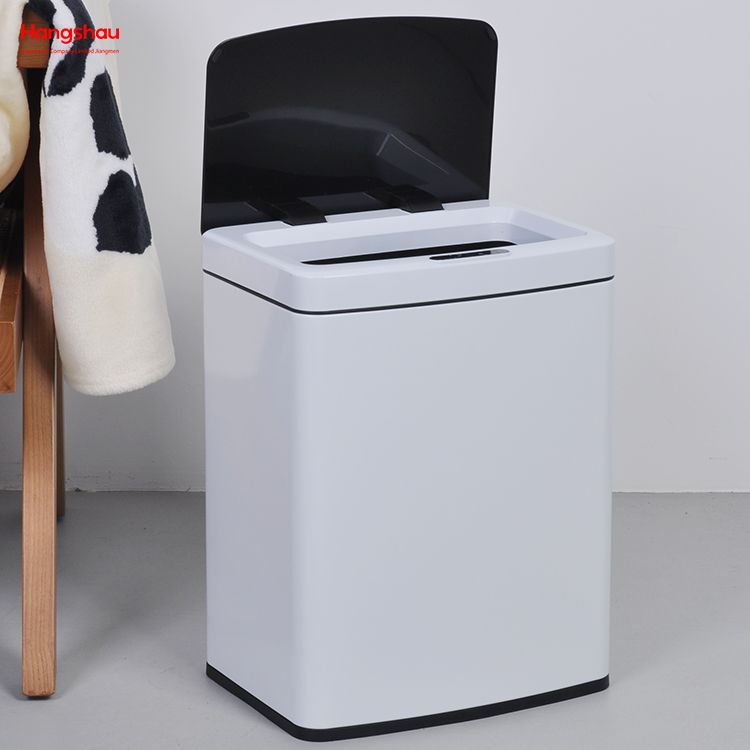 Weißer 15-l-Edelstahl-Mülleimer mit 4 Gallonen, berührungslos, elektrisch, Mülleimer, intelligenter Mülleimer, Sensor-Mülleimer