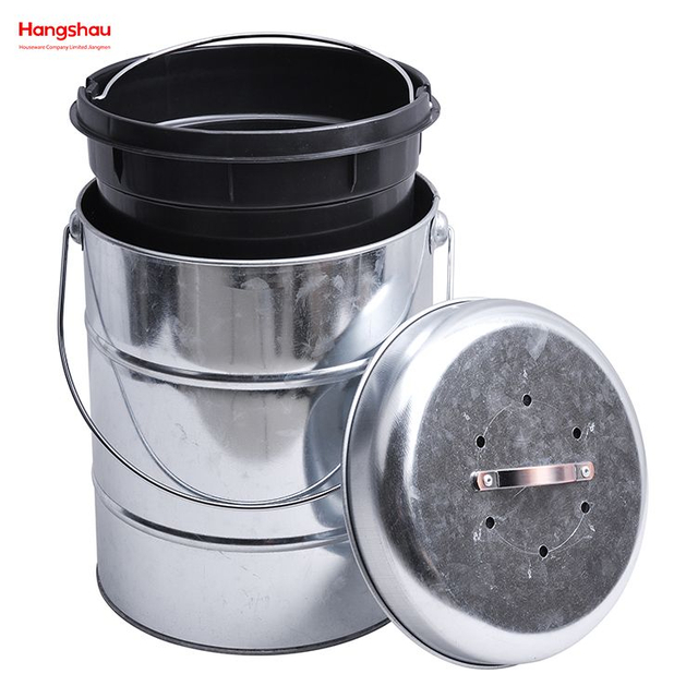 Abfallbehälter mit Griff, oben offen, Haushalt, Küche, runder Lebensmittelkompostierbarer Kompostbehälterdeckel, vom Kompostbehälter abgenommen