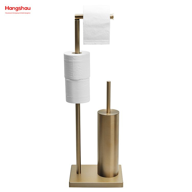 Aureate Bronze gebürsteter und Anti-Fingerabdruck-Lacksprüh-Toilettenbürstenhalter aus Metall. Freistehender Toilettenbürsten- und Papierhalter aus Edelstahl mit Lacksprühfunktion 
