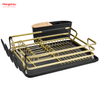 Schwarzer, goldener Geschirrständer aus Aluminiumlegierung über der Spüle, Organizer, Metall-Trocknungs-Kunststoff-Geschirrtablett-Regal, Küchenständer, Geschirrregal, Arbeitsplatten-Geschirrregal, Getränkehalter 