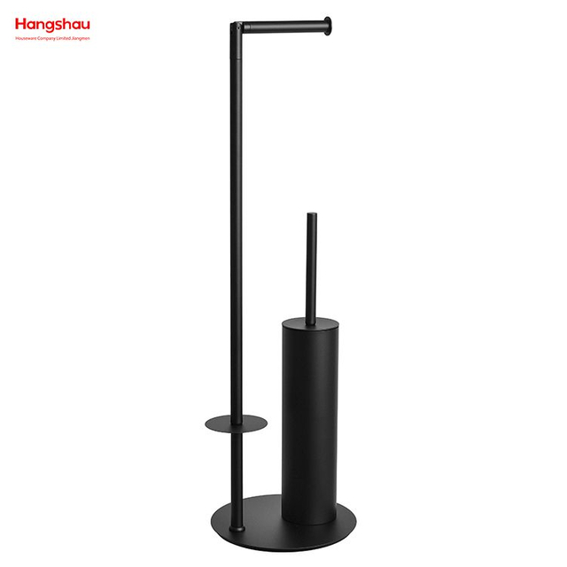 Schwarz pulverbeschichtet mit Handtuchhalter, Badezimmer-Reinigungszubehör mit stehendem Toilettenbürstenhalter und Papierhalter aus Metall 
