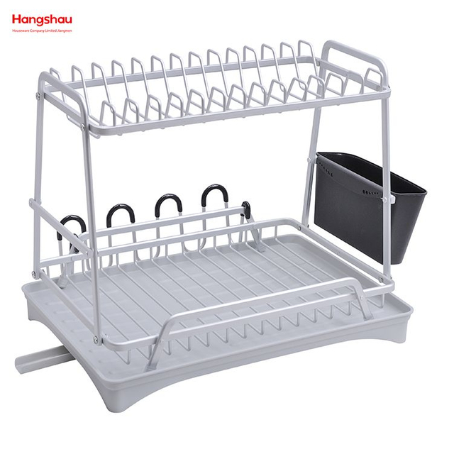 Organizer Double Deck Metall Trocknen Dish Tray Rack Stand Dish Rack Küche Utensilien Lagerung Aluminium Legierung 