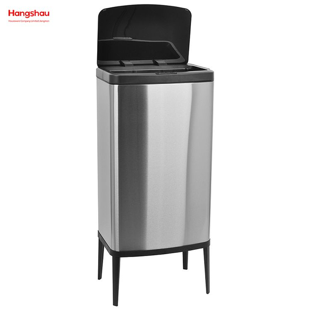 Edelstahl 55L Smart Küche Müll Staub Mülleimer Induktion Abfallbehälter Sensor Automatische Mülleimer Kunststoff Mülltonne 