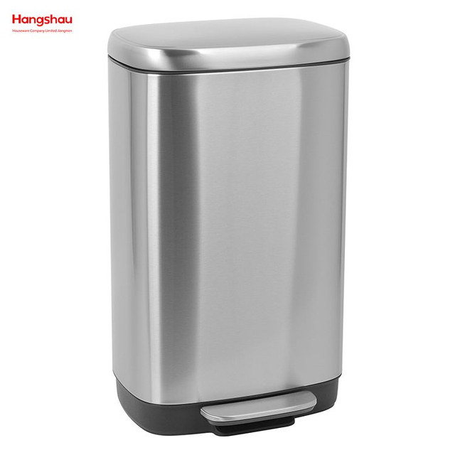 30 l Mülleimer aus Edelstahl, schmaler Deckel, Küchenabfalleimer, Soft-Close-Pedaleimer für die Küche