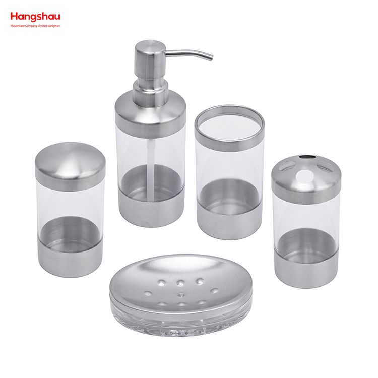 Badezimmer-Accessoires, Luxus-Set, transparenter Kunststoff, luxuriöser PP-Familienseifenspender, Zahnbürstenhalter, Becher, Seifenschale 