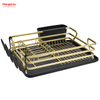 Schwarzer, goldener Geschirrständer aus Aluminiumlegierung über der Spüle, Organizer, Metall-Trocknungs-Kunststoff-Geschirrtablett-Regal, Küchenständer, Geschirrregal, Arbeitsplatten-Geschirrregal, Getränkehalter 