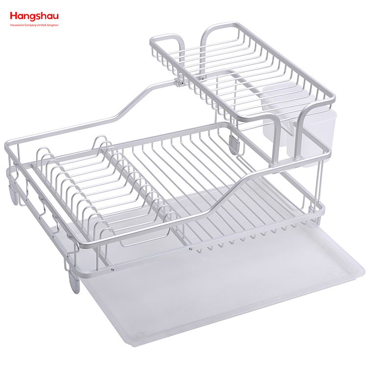 Doppeldecker-Ständer, Geschirrständer, Aufbewahrung von Küchenutensilien, Aluminiumlegierung, Metall, zum Trocknen von Geschirr, Organizer