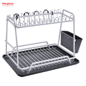 Geschirrständer über der Spüle, Organizer, doppelstöckig, Metall, zum Trocknen von Geschirr, Tablett, Ständer, Geschirrständer, Aufbewahrung von Küchenutensilien, Aluminiumlegierung 